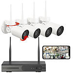 VisorTech Funk-Überwachungssystem mit HDD-Rekorder, 4 PT-Kameras, App, H.265 VisorTech Netzwerk-Überwachungssysteme mit HDD-Recorder & IP-Kameras