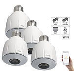 Luminea Home Control 4er-Set WLAN-E27-Lampenfassung, für Amazon Alexa & Google Assistant Luminea Home Control WLAN-Lampensockel-Adapter E27