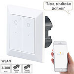 Luminea Home Control Doppel-Lichttaster mit WLAN, App, für Siri, Alexa & Google Assistant Luminea Home Control WLAN-Lichttaster