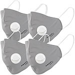 PEARL 4er-Set Mund-Nasen-Stoffmasken mit Ventil, waschbar, Größe L PEARL