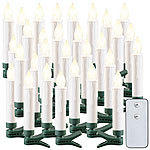 Lunartec 30er-Set LED-Outdoor-Weihnachtsbaum-Kerzen mit IR-Fernbedienung, IP44 Lunartec