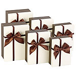 Your Design 6er-Set edle Geschenk-Boxen mit brauner Schleife, 3 Größen Your Design Geschenkbox