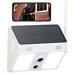 VisorTech Kabellose WLAN-IP-Kamera mit Flutlicht, Full HD, Solarpanel, App, weiß VisorTech