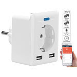 Luminea Home Control WLAN-Steckdose, 2 USB-Ports, App, für Alexa, Google Assistant, Siri Luminea Home Control