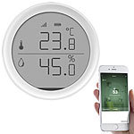 Luminea Home Control WLAN-Temperatur- & Luftfeuchtigkeits-Sensor mit App, 15-Tage-Speicher Luminea Home Control WLAN-Temperatur- & Luftfeuchtigkeits-Sensoren mit App-Auswertungen