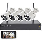 VisorTech Funk-Überwachungssystem mit HDD-Rekorder & 4 Full-HD-IP-Kameras, App VisorTech Netzwerk-Überwachungssysteme mit Rekorder, Kamera, Personenerkennung und App