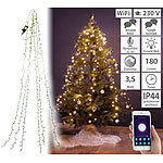 Lunartec WLAN-Tannenbaum-Überwurf-Lichterkette mit App, 6 Girlanden, 180 LEDs Lunartec WLAN-Weihnachtsbaum-Überwurf-Lichterketten mit App