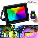 Luminea Home Control WLAN-RGB-CCT-Fluter, App, Sprachsteuerung, Versandrückläufer Luminea Home Control Wetterfeste WLAN-Fluter mit RGB-CCT-LEDs, App-Steuerung