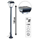 Lunartec 2er-Set Hybrid Solar-LED-Wegeleuchte mit optional. Netzbetrieb Lunartec Solar-Wegeleuchten im Straßenlaternen-Design mit Dämmerungssensor