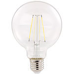 Luminea 4er-Set LED-Filament-Birnen, E27, E, 6 W, 806 lm, tageslichtweiß Luminea LED-Filament-Globen E27 (tageslichtweiß)