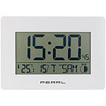 PEARL Funk-Wanduhr mit Jumbo-Uhrzeit, Versandrückläufer PEARL Digitale LCD-Funk-Wanduhren mit Wecker, Datum & Temperatur