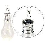 Lunartec 2er-Set Solar-LED-Lampe in Glühbirnen-Form, 3 warmweiße LEDs, 2 lm Lunartec LED-Solar-Birnen
