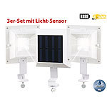 Lunartec 3er-Set Solar-LED-Dachrinnenleuchte, 20 lm, 0,2 W, Licht-Sensor, weiß Lunartec Solar-LED-Dachrinnenleuchten
