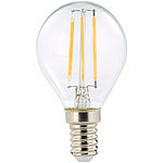 Luminea LED-Filament-Lampe, G45, E14, 470 lm, 4 W, 360°, warmweiß (2.700 K) Luminea LED-Filament-Tropfen E14 (warmweiß)
