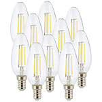 Luminea LED-Filament-Kerze, B35, E14, 470 lm, 4 W, 360�, 6.500 K, 10er-Set Luminea LED-Filament-Kerzen, tageslichtwei&szlig;