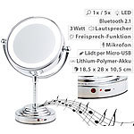 Sichler Beauty LED-Kosmetikspiegel mit Akku, Bluetooth-Lautsprecher, 1x / 5x Vergröß. Sichler Beauty Akku-Kosmetikspiegel mit Lautsprechern & LED-Lichtern