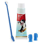 Sweetypet 4in1-Zahnpflege-Set für Hunde mit Zahnpasta, Zahnbürste, Fingerbürsten Sweetypet