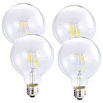 Luminea 4er-Set LED-Filament-Globelampe G95, E27, 6 W, 600 lm, 3.000 K, 360° Luminea LED-Filament-Globen E27 (warmweiß)