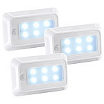 Luminea LED-Nachtlicht mit Bewegungs- & Dämmerungs-Sensor, Batterie, 3er-Set Luminea LED-Batterieleuchten mit Bewegungsmelder