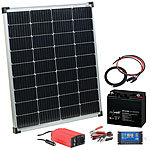 revolt Solaranlage: 110-W-Solarpanel mit Akku, Laderegler & Wechselrichter revolt Solaranlagen 12 und 230 V