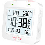 infactory Digitaler Reise-Funkwecker mit Thermometer, Datum, Dual-Alarm, weiß infactory Funk-Wecker mit zwei Weckzeiten und Thermometer