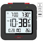 infactory Digitaler Reise-Funkwecker mit Thermometer, Datum, Dual-Alarm, schwarz infactory Funk-Wecker mit zwei Weckzeiten und Thermometer