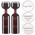 Rosenstein & Söhne 2er-Set 2in1-Weinflaschen & XXL-Gläser, Echtglas, mit Aufdruck, 750 ml Rosenstein & Söhne 2in1-Weinflaschen und XXL-Glas