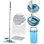 AtomiClean Kompaktes Bodenwisch-System mit 2-Kammer-Eimer und 4 Wischaufsätzen AtomiClean Bodenwischer mit Eimer, zum Nass- und Trocken-Wischen