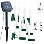 Lunartec Solar-Lichterkette für Außen mit 10 flackernden LED-Kerzen Lunartec Solar Außen-LED-Weihnachtsbaumkerzenn