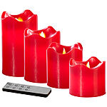 Britesta 4 Echtwachskerzen mit beweglicher LED-Flamme, rot, (Versandrückläufer) Britesta LED-Echtwachskerzen mit beweglicher Flamme und Fernbedienung