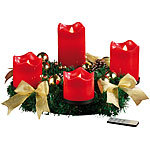 Britesta Adventskranz, golden, 4 rote LED-Kerzen mit bewegter Flamme Britesta