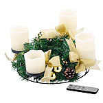 Britesta Adventskranz, golden, 4 weiße LED-Kerzen mit bewegter Flamme Britesta