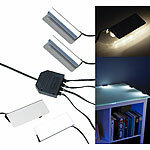 Lunartec 2er-Set LED-Glasbodenbeleuchtungen, 8 Klammern mit 24 LEDs Lunartec Glasbodenbeleuchtungen