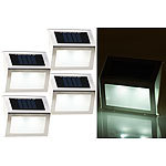 Lunartec 4er-Set Solar-LED-Wand- & Treppen-Leuchten für außen, Edelstahl, 20 lm Lunartec Solar-LED-Wand- und Treppen-Leuchten für den Außenbereich