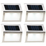 Lunartec 4er-Set Solar-LED-Wand- & Treppen-Leuchten für außen, Edelstahl, 20 lm Lunartec Solar-LED-Wand- und Treppen-Leuchte für den Außenbereich