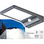 Lunartec Solar-LED-Wandleuchte mit PIR-Sensor & Nachtlicht, IP44, 350 Lumen Lunartec Solar-LED-Wandlichter mit Nachtlicht-Funktion