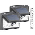 Luminea 2er-Set Solar-LED-Wandleuchten, Bewegungs-Sensor, Akku, 350 lm, 7,2 W Luminea