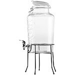 PEARL Retro-Getränkespender aus Glas mit Ständer, Zapfhahn, 6,5 Liter PEARL