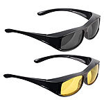 PEARL 2er-Set Überzieh-Sonnen- & Nachtsichtbrillen, polarisiert, UV 380 PEARL Sonnen- und Nachtsichtbrillen-Sets, polarisiert