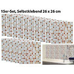 infactory Selbstklebende 3D-Mosaik-Fliesenaufkleber "Bronze", 26x26 cm, 15er-Set infactory Deko-Fliesenaufkleber