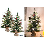 Britesta 2er-Set Deko-Weihnachtsbäume mit 30 LEDs, Zapfen & Eibenbeeren, 60 cm Britesta