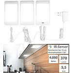 Luminea 3er-Set LED-Unterbaupanels mit IR-Sensor, 36 SMD-LEDs, 370 lm, 5,5 W Luminea LED-Unterbau-Panels (dimmbar)