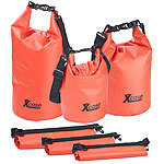 Xcase 3er-Set Wasserdichte Packsäcke aus Lkw-Plane, 5/10/20 Liter, rot Xcase