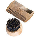 Sichler Men's Care Bartpflege-Set: 2-seitiger Holzkamm & Bartbürste (Wildschweinborsten) Sichler Men's Care Bartpflege-Sets mit Holzkämmen und Bartbürsten