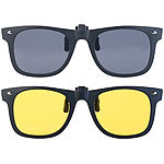 PEARL 2er-Set Nachtsicht- und Sonnenbrillen-Clips, polarisiert, UV400 PEARL Sonnen- und Nachtsicht-Brillenclip