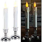 Britesta 4er-Set LED-Stabkerzen mit silbernem Kerzenständer, flackernde Flamme Britesta LED-Stabkerzen mit Kerzenständer