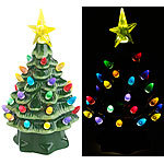 infactory Deko-Weihnachtsbaum aus Keramik mit LED-Beleuchtung, Timer, 19 cm infactory 