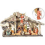 PEARL Weihnachtskrippe aus Polyresin mit 11 handbemalten Figuren PEARL