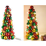 Britesta 2er-Set LED-beleuchtete Weihnachtsbaum-Pyramiden mit bunten Kugeln Britesta LED-Kugelpyramiden