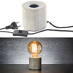 Lunartec Dekorative Beton-Tischleuchte für E27-Lampen, bis 40 Watt, grau Lunartec Deko Beton-Tischleuchten